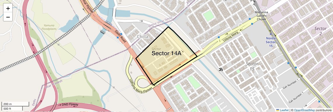 Location Map of Sector 14A, Noida