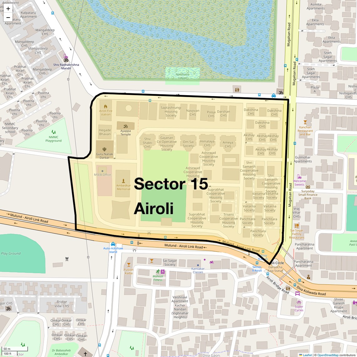 Location Map of Sector 15 Airoli, Navi Mumbai