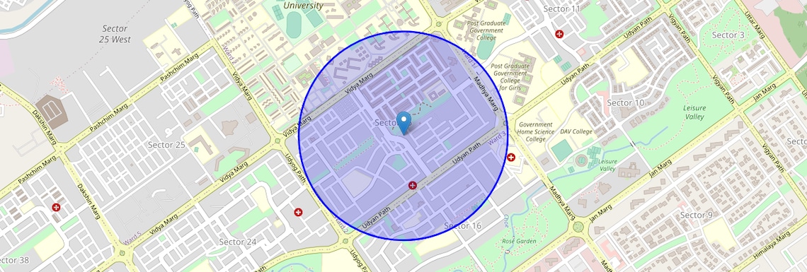 Location Map of Sector 15, Chandigarh