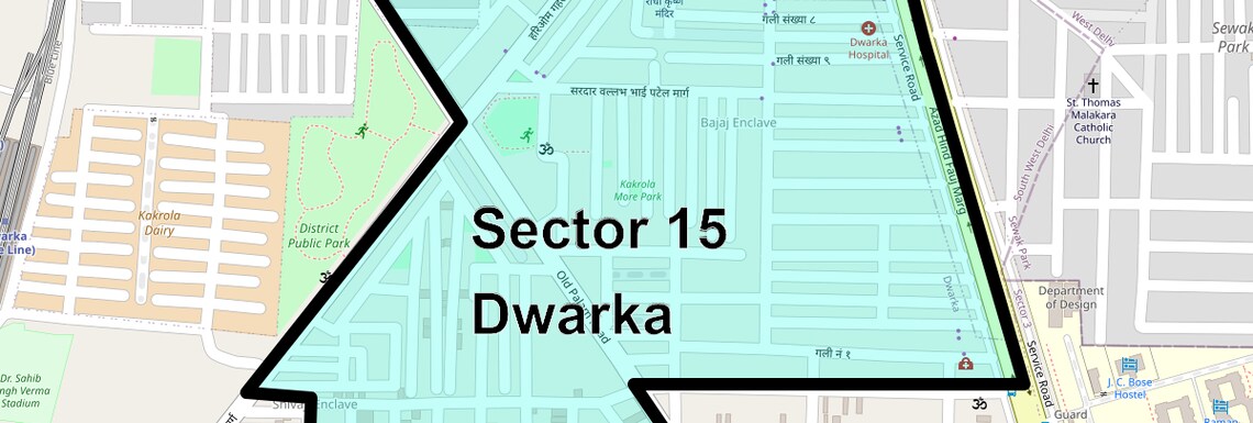 Location Map of Sector 15 Dwarka, Delhi