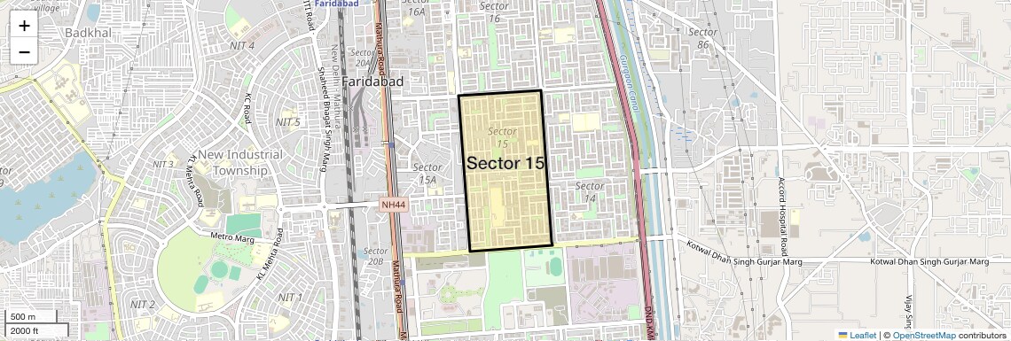 Location Map of Sector 15, Faridabad