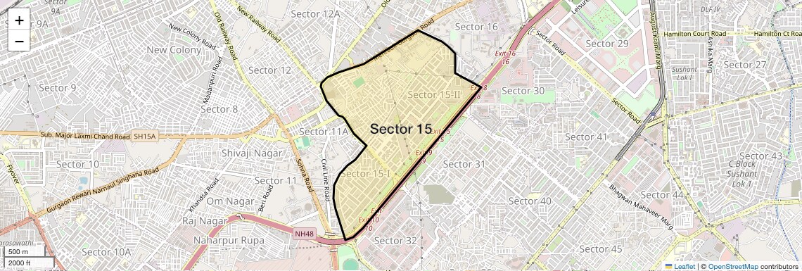 Location Map of Sector 15, Gurgaon