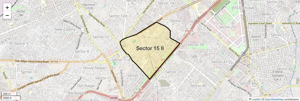Location Map of Sector 15 II, Gurgaon