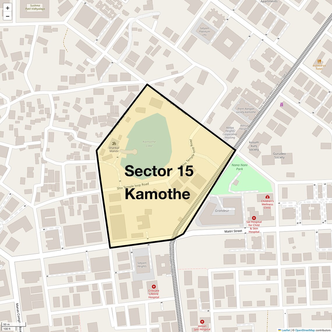 Location Map of Sector 15 Kamothe, Navi Mumbai
