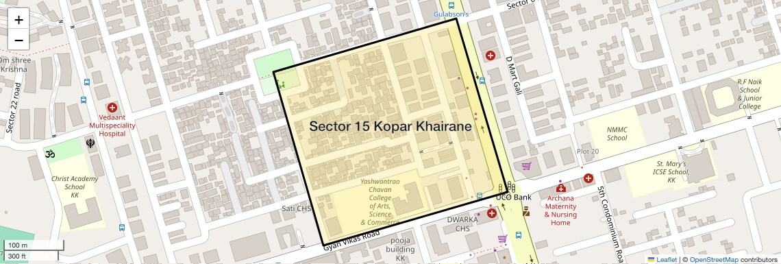 Location Map of Sector 15 Kopar Khairane, Navi Mumbai