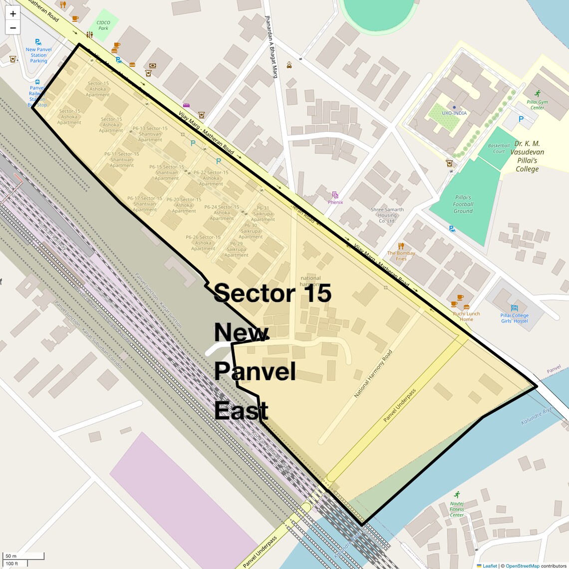 Location Map of Sector 15 New Panvel East, Navi Mumbai