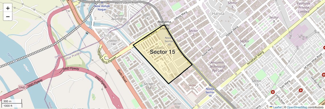 Location Map of Sector 15, Noida