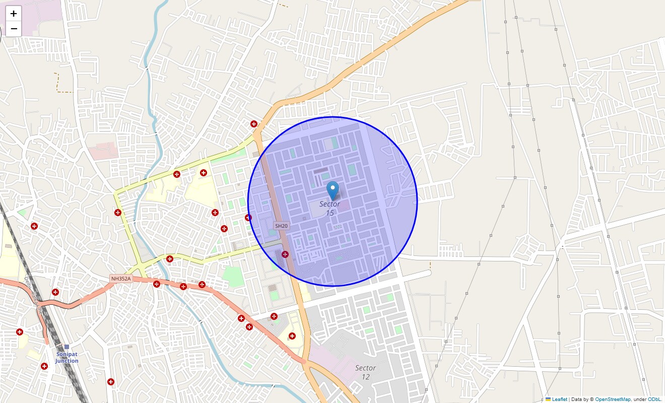 Location Map of Sector 15, Sonipat