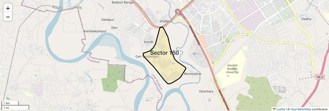 Location Map of Sector 150, Noida