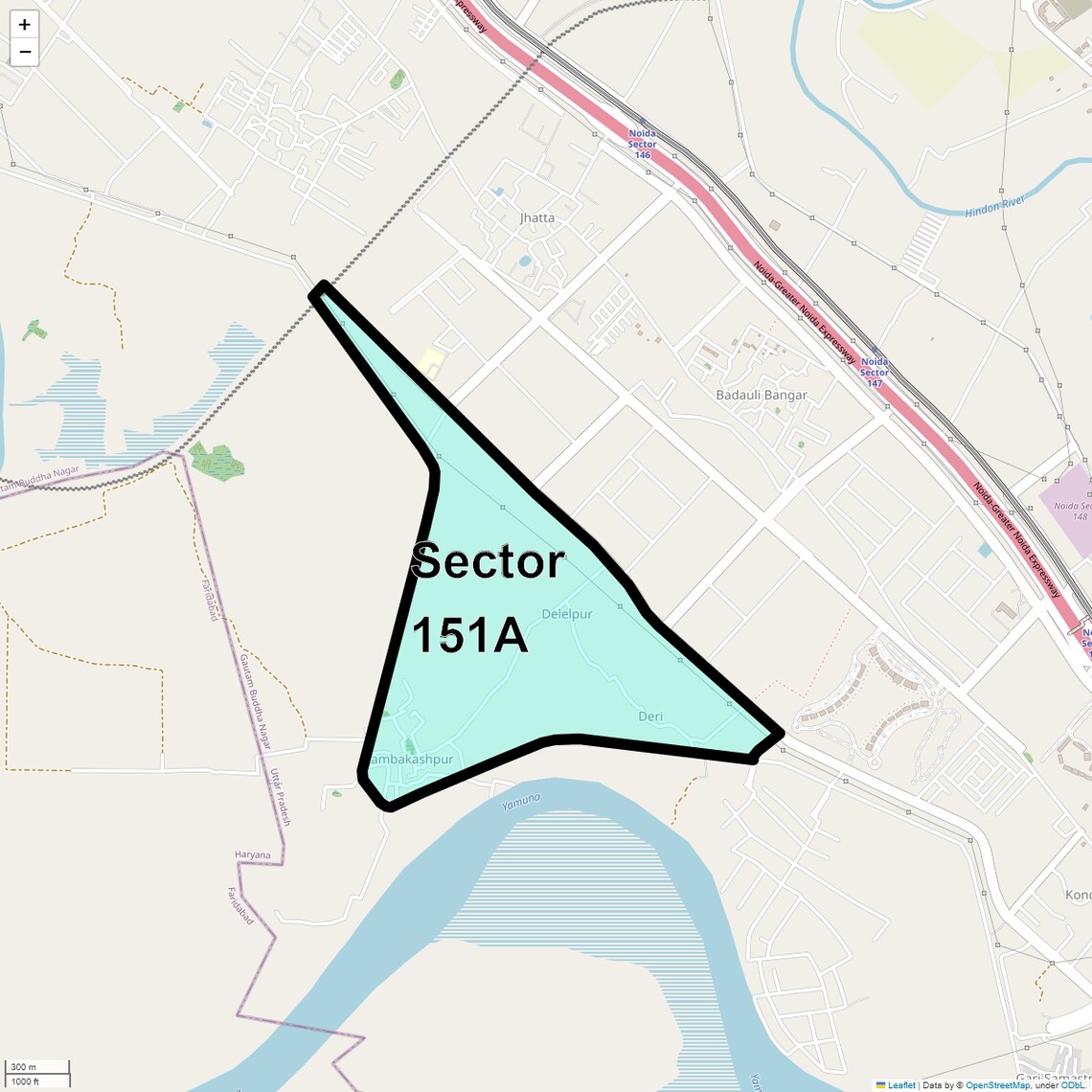 Location Map of Sector 151a, Noida