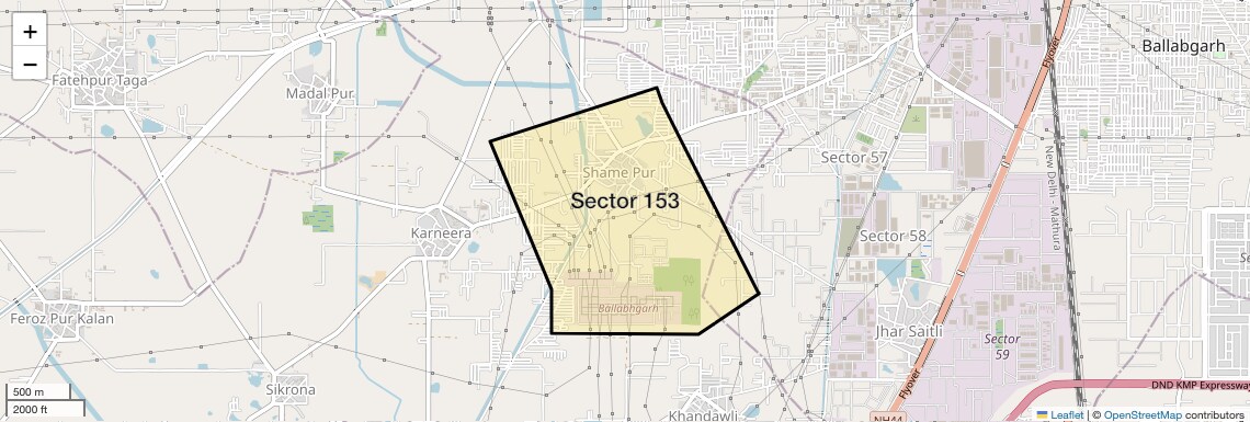 Location Map of Sector 153, Faridabad