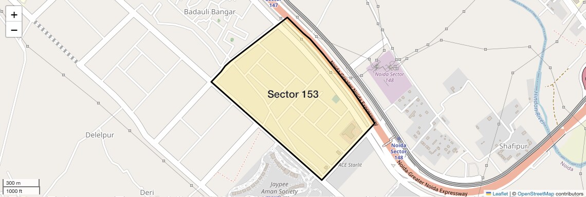 Location Map of Sector 153, Noida
