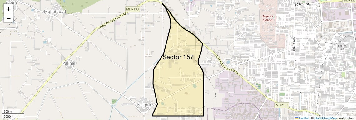 Location Map of Sector 157, Faridabad