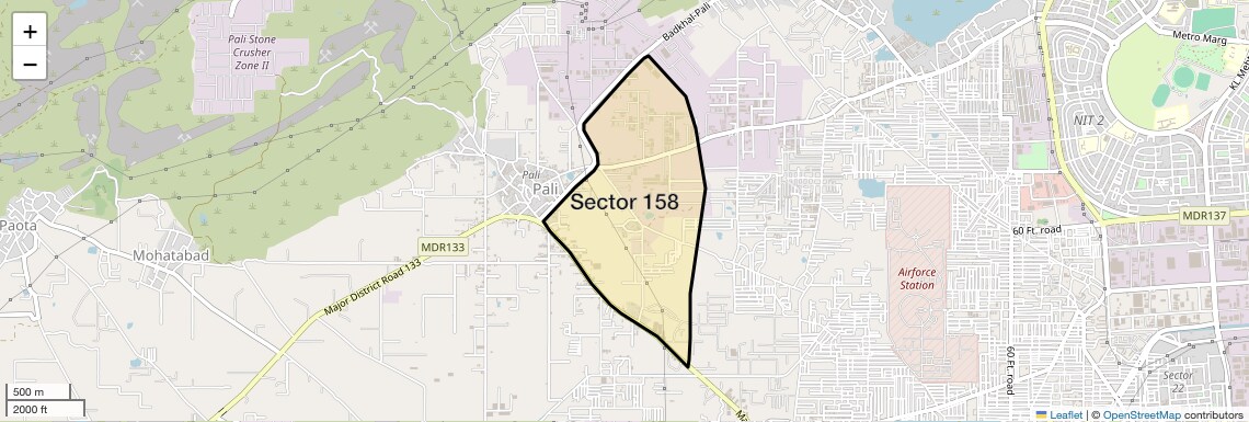 Location Map of Sector 158, Faridabad