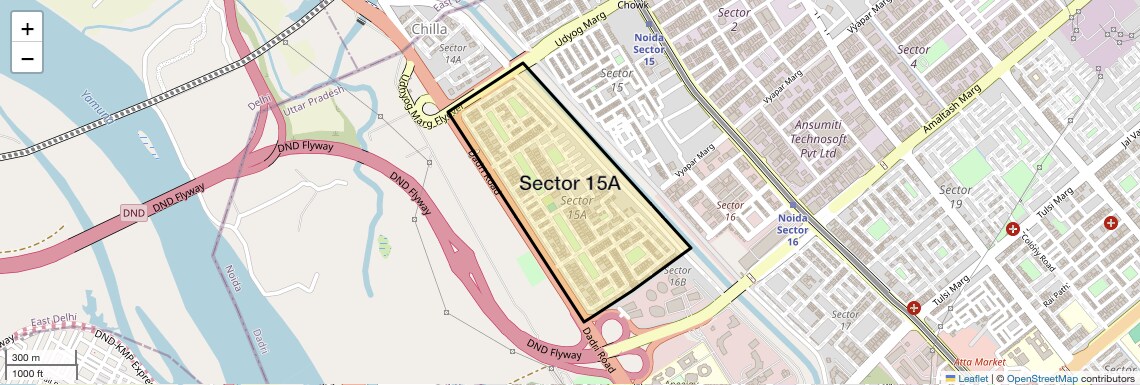 Location Map of Sector 15A, Noida