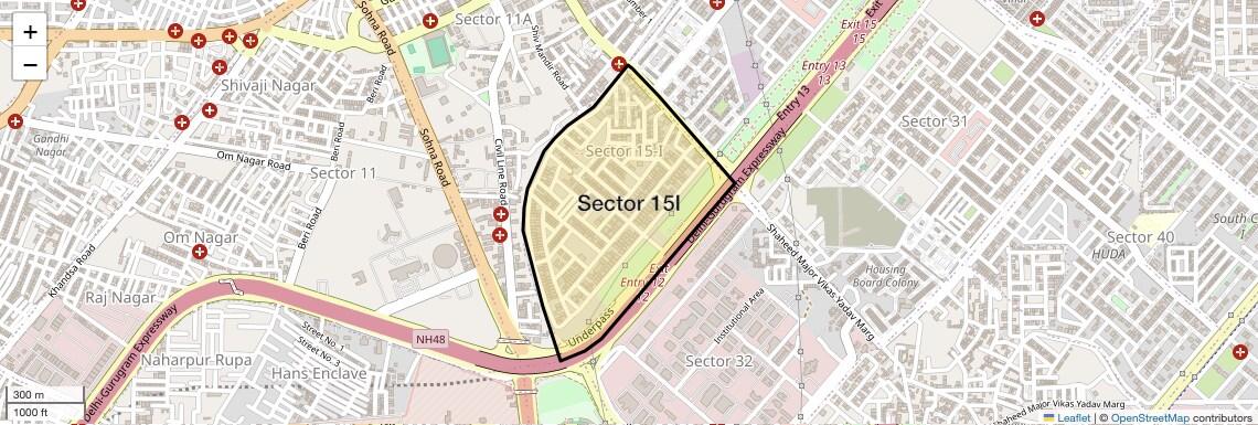 Location Map of Sector 15I, Gurgaon