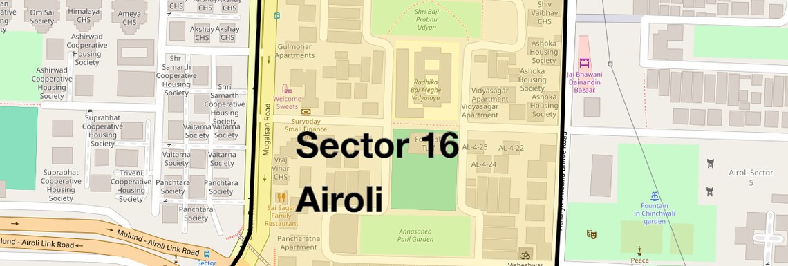 Location Map of Sector 16 Airoli, Navi Mumbai
