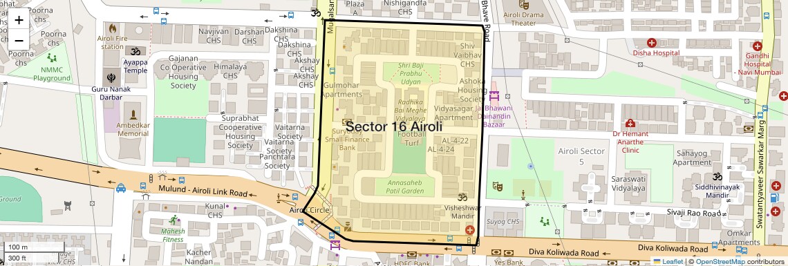 Location Map of Sector 16 Airoli, Navi Mumbai