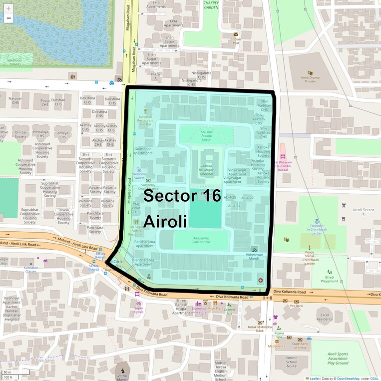 Location Map of Sector 16 Airoli