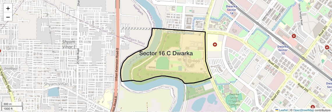 Location Map of Sector 16 C Dwarka, Delhi