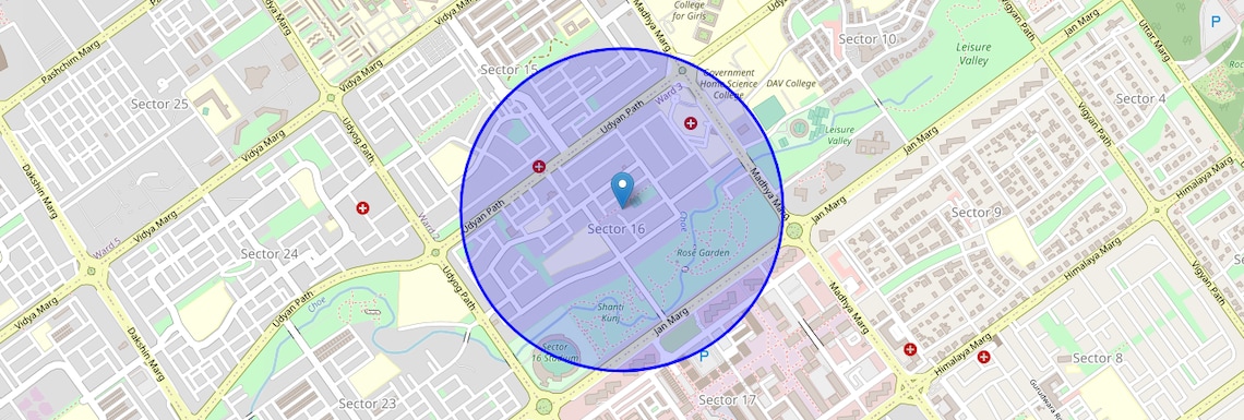 Location Map of Sector 16, Chandigarh