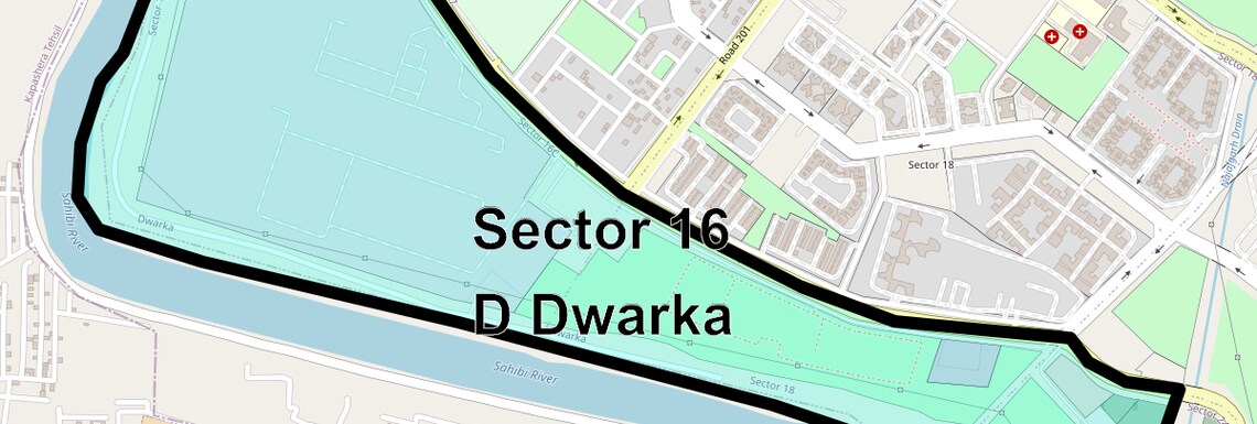 Location Map of Sector 16 D Dwarka, Delhi