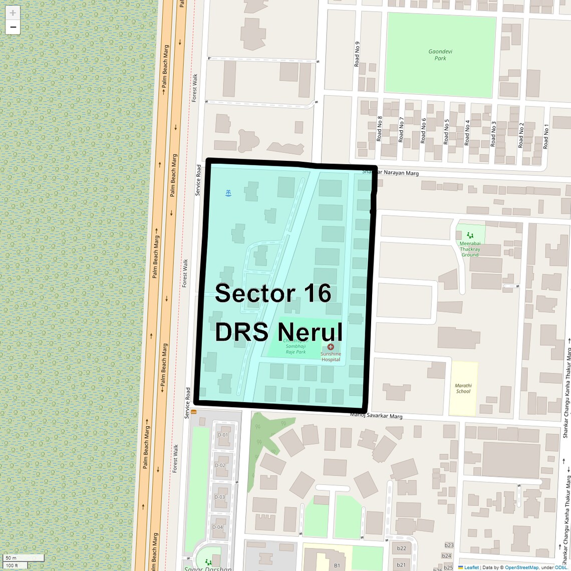 Location Map of Sector 16 Drs Nerul, Navi Mumbai
