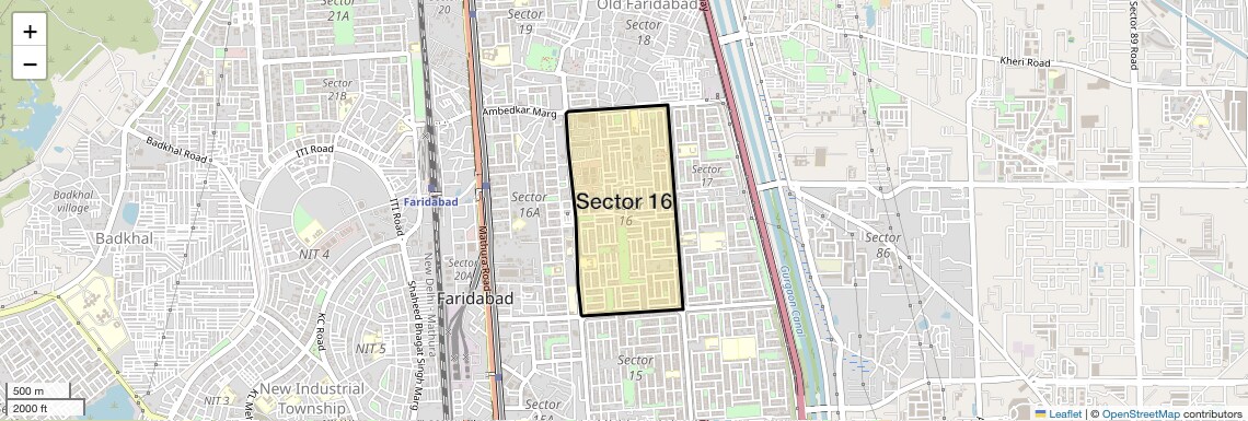 Location Map of Sector 16, Faridabad