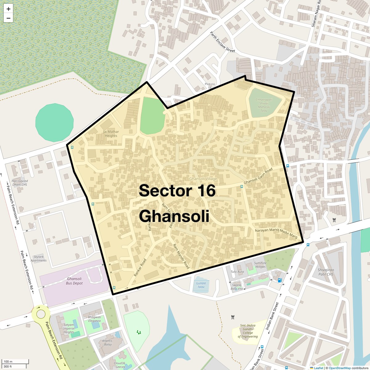 Location Map of Sector 16 Ghansoli, Navi Mumbai
