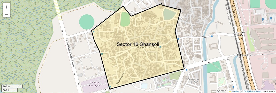 Location Map of Sector 16 Ghansoli, Navi Mumbai