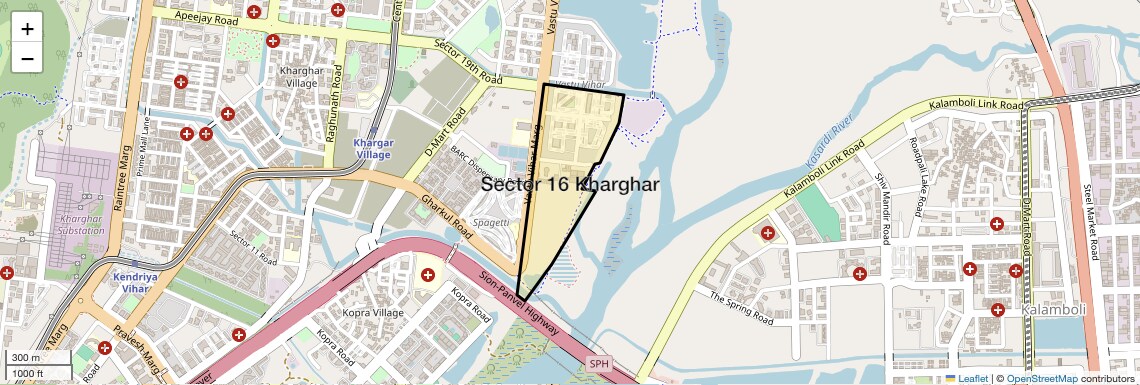 Location Map of Sector 16 Kharghar, Navi Mumbai
