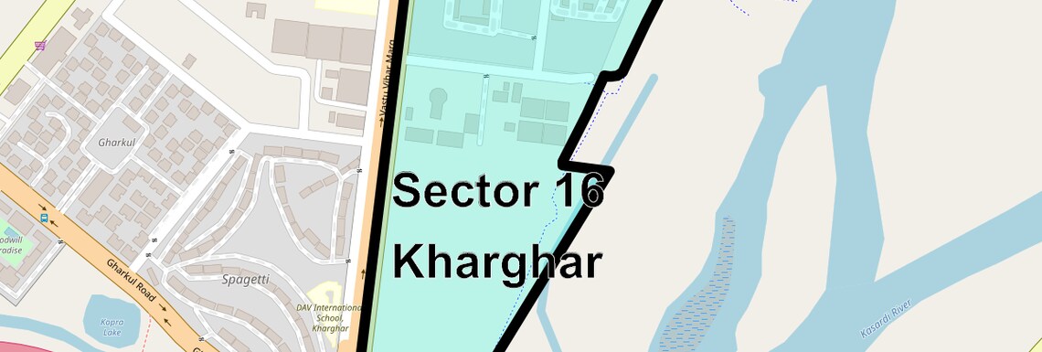Location Map of Sector 16 Kharghar, Navi Mumbai