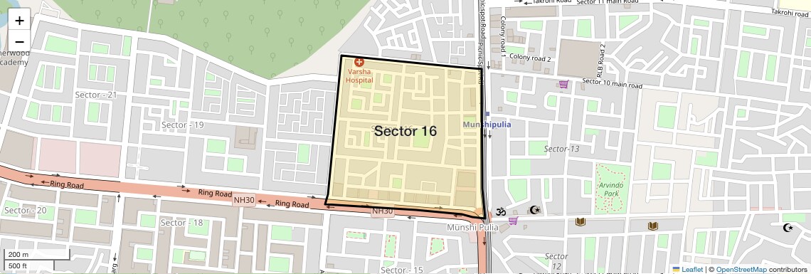 Location Map of Sector 16, Lucknow