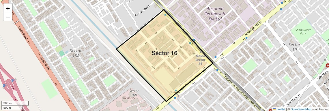 Location Map of Sector 16, Noida
