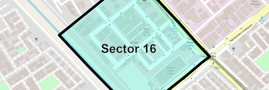 Location Map of Sector 16, Noida