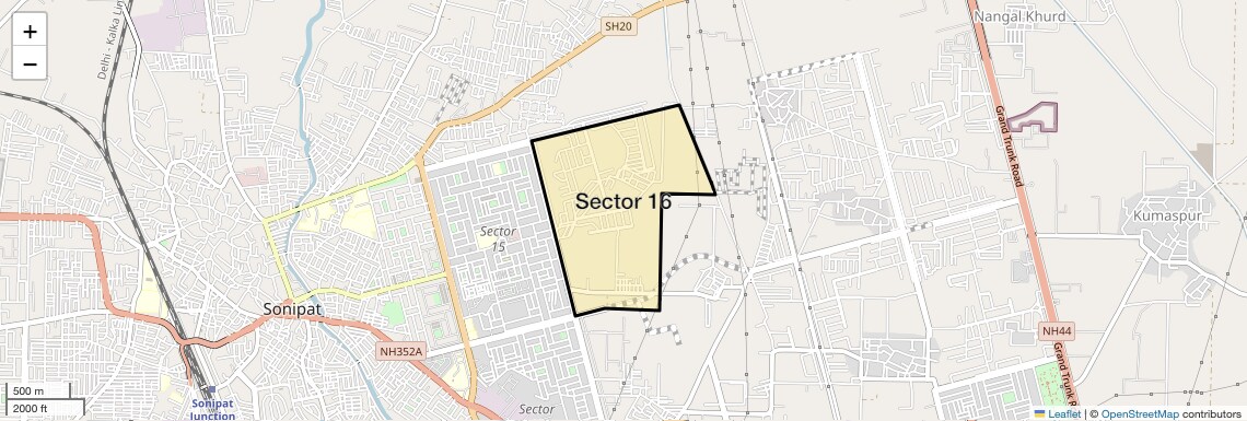 Location Map of Sector 16, Sonipat
