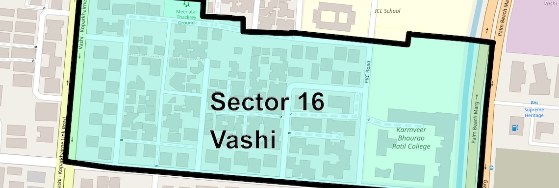 Location Map of Sector 16 Vashi, Navi Mumbai