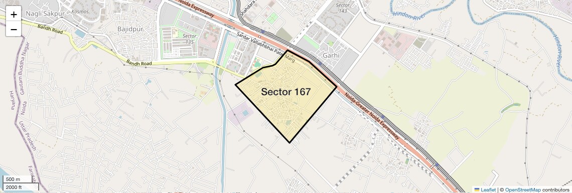 Location Map of Sector 167, Noida