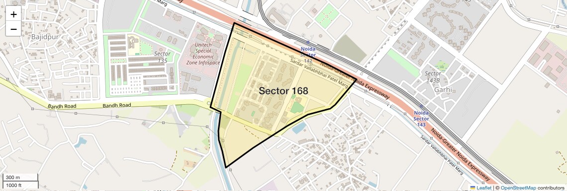 Location Map of Sector 168, Noida