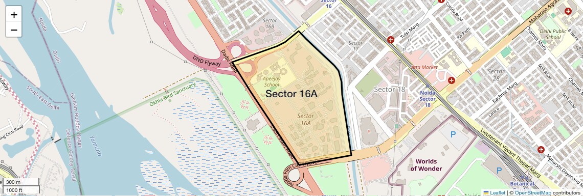 Location Map of Sector 16A, Noida