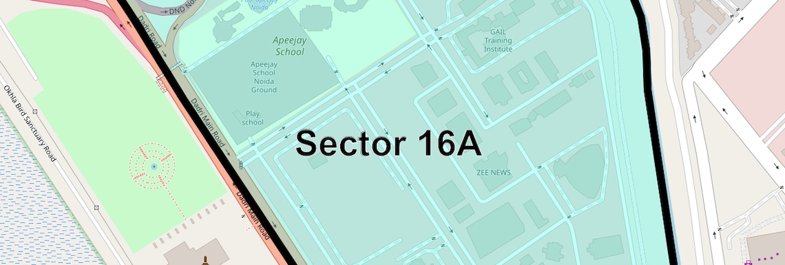Location Map of Sector 16A, Noida