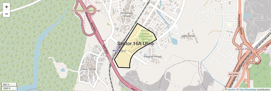 Location Map of Sector 16A Ulwe, Navi Mumbai