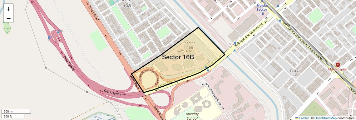 Location Map of Sector 16B, Noida