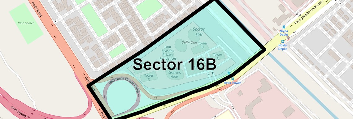 Location Map of Sector 16B, Noida
