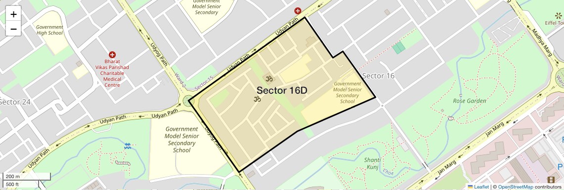 Location Map of Sector 16D, Chandigarh