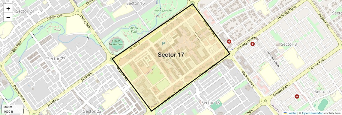 Location Map of Sector 17, Chandigarh