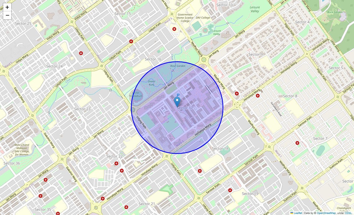 Location Map of Sector 17, Chandigarh