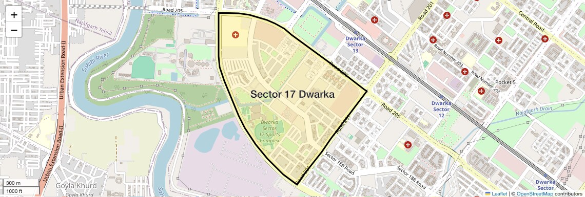 Location Map of Sector 17 Dwarka, Delhi