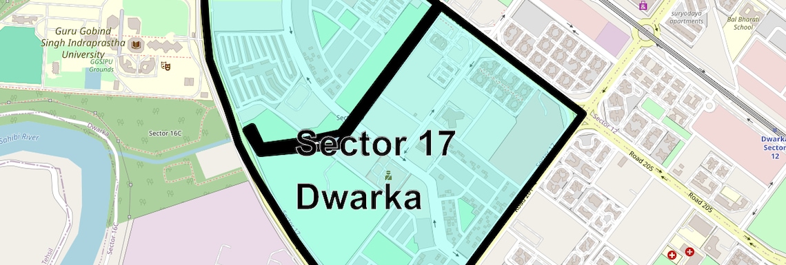 Location Map of Sector 17 Dwarka, Delhi