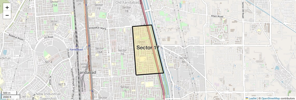 Location Map of Sector 17, Faridabad